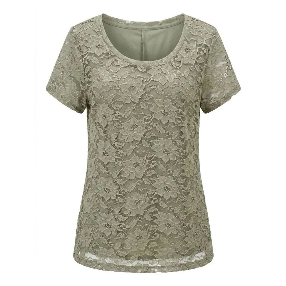 Banana Republic Gray Lace Short Sleeve Top Size XL